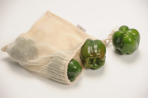 Sac à fruits et légumes en filet de coton bio pour remplacer les sac à fruits et légumes en plastique