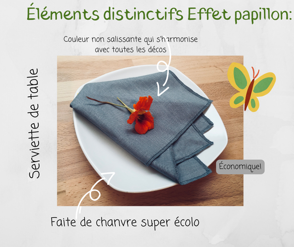 Serviettes de table en chanvre gris