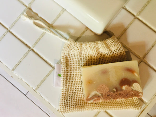 Pochette de savon en filet de coton bio